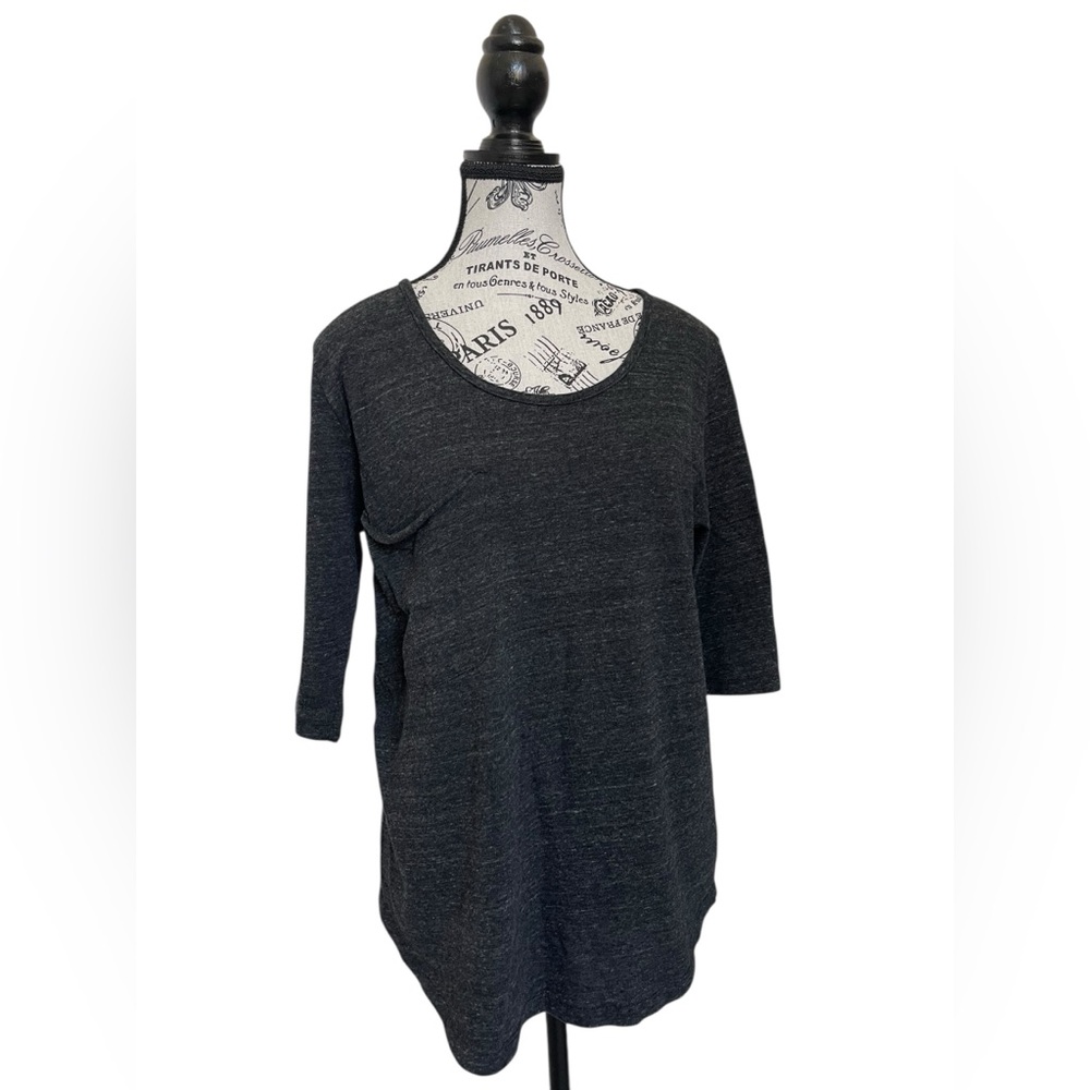 Nation Ltd Charcoal Gray Pocket Tee One Size Relaxed Fit Scoop Neck T-Shirt